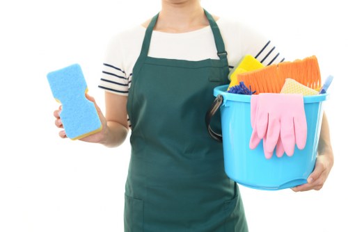 Safety assessment of a carpet cleaning area with tools and protective gear