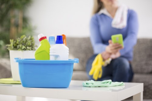 Domestic cleaner tidying a kitchen in Bayswater