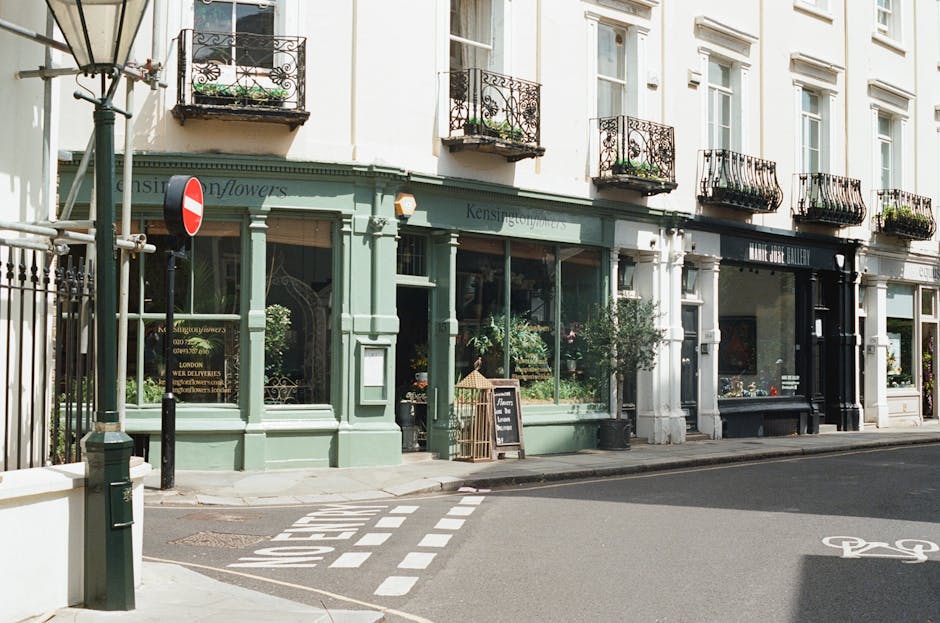 The ground-floor window of a white building housing a boulangerie displays a clean, well-maintained interior with neatly arranged plates, bowls, and baking-related items visible through the glass. Out